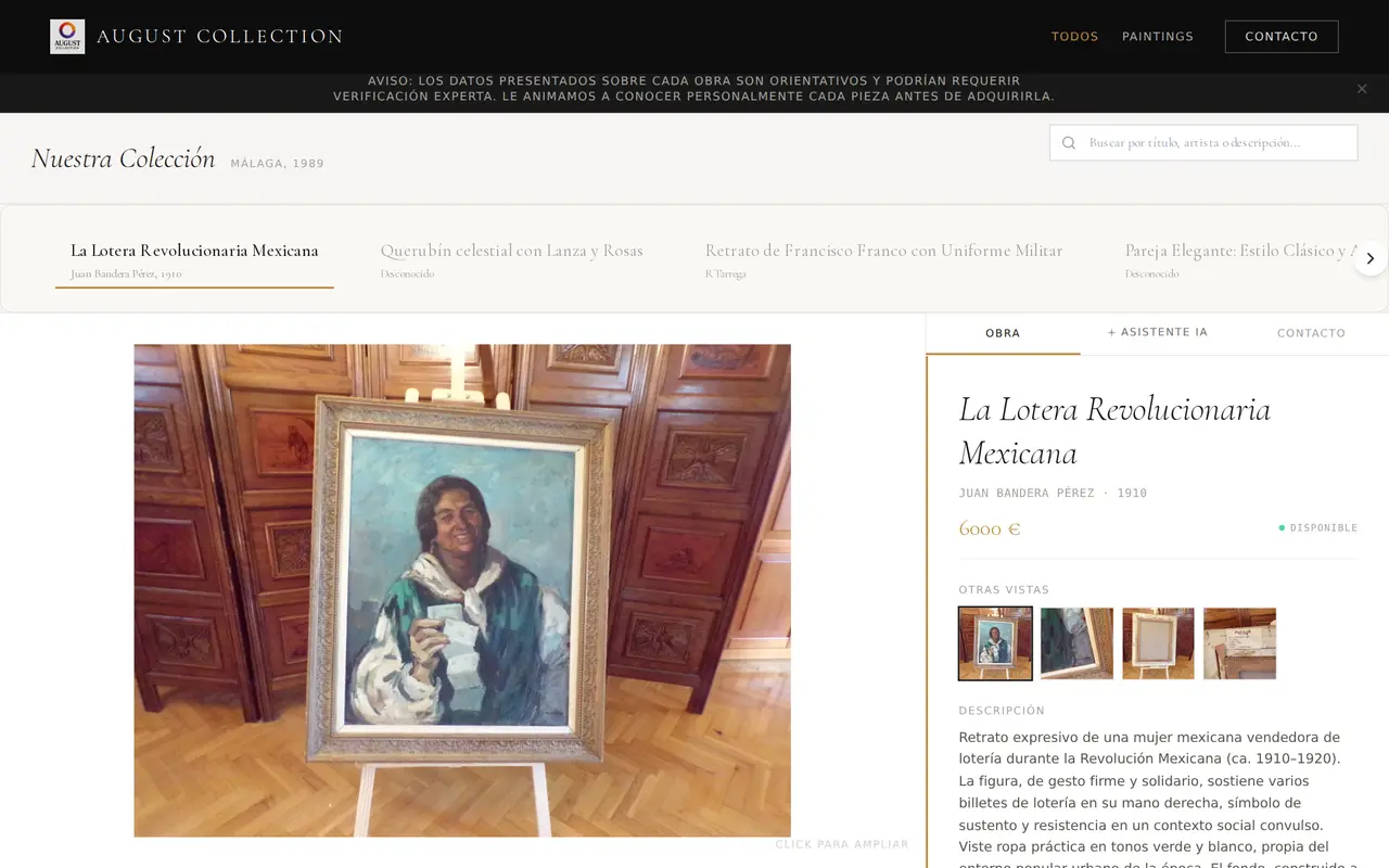 Captura real de August Collection (augustore.es)